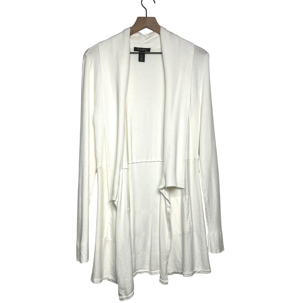 White House Black Market Open Front Cardigan Sweater Cream Neutral Size Large